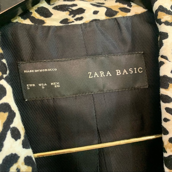 Zara Basic Leopard Animal Print One Button Close Blazer Size Small - Picture 2 of 10